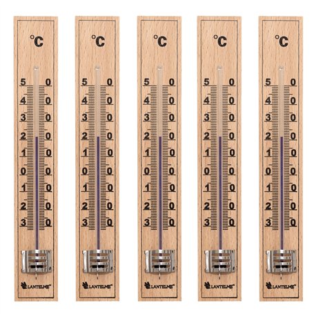 Lantelme 5 pièces de thermomètre en bois Production allemande de bois de hêtre analogue aussi pour l'extérieur du jardin et l'in
