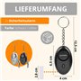 AMATHINGS Lot de 2 alarmes de poche - Noir/argenté - 140 dB - Porte-clés avec lumière LED - Alarme de panique - Porte-clés d'aut