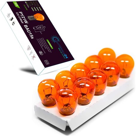 LIGHTWORLD24 10 x PY21W Ampoule Clignotant 12V BAU15s S25 21W Orange – Ampoules Voiture Clignotant Avant/Arrière – Ampoule Auto