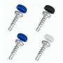 Lot de 4 vis de plaque d'immatriculation avec pointe de perçage et capuchons - 5 x 19 mm - Vis de fixation avec capuchons - Disc
