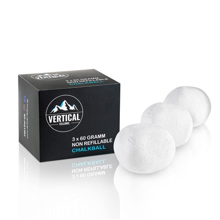 VERTICAL FELLOWS Dermatest Lot de 3 balles de magnésie (3 x 60 g) - Idéales pour l'escalade