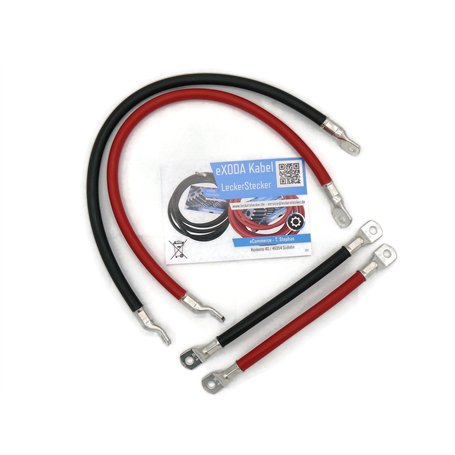 eXODA Jeu de câbles 50 mm² 50 cm + 20 cm avec cosses M8 rouges et noires