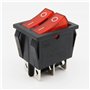 Interrupteur à bascule double 6 broches 250 V 16 A/AC - Interrupteur à bascule rouge éclairé - Marche/Arrêt