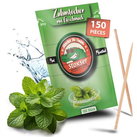 Stoxser Lot de 150 cure-dents avec goût menthe/menthol - Goût révolution - Cure-dents - Sans chewing-gum - Convient pour le dent