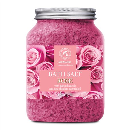 Rose Bain de Sel 1300g - Sel de Mer Huile Essentielle de Palissandre Naturel - Sel de Bain Naturel Roses pour Bien Dormir - Soul
