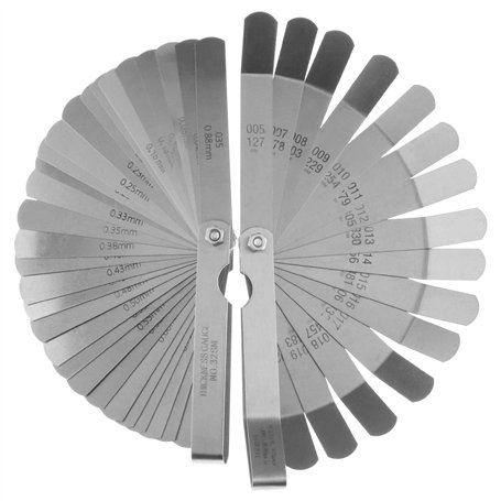Lot de 2 jauges d'épaisseur à 32 lames - Outil de mesure métrique et impérial - 16 lames standard SAE et métrique - Outil de mes