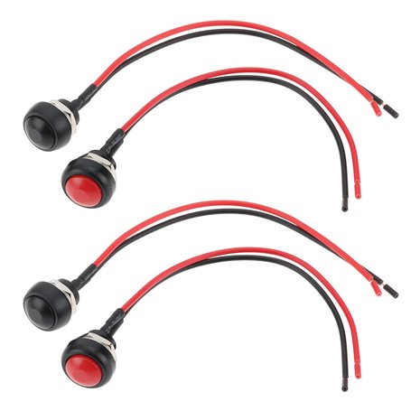 OTOTEC Lot de 4 Mini-interrupteurs Ronds étanches à Bouton-poussoir Momentané 12 Mm Trou de Montage 1/2" Marche/arrêt PBS-33B 3