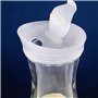 Veciado Lot de 2 Carafes à Eau en Plastique de 1 Litre avec Couvercles Blancs à Rabat - Pichets Incassables Recyclables et de Qu