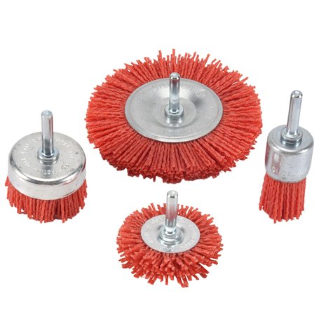 Lobamop Lot de 4 brosses abrasives en nylon pour perceuse avec tige 1/4"