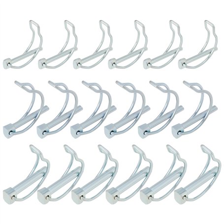 eMagTech Lot de 18PCS Goupilles de Verrouillage d'arbre en Forme de D en Acier Au Carbone Galvanisé à Double Ligne M4.5/M6/M8