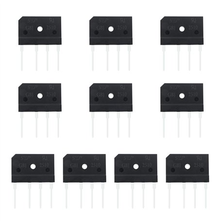 ECSiNG 10pcs GBJ2510 25A 1000V Pont Redresseur à Travers Trou Plat Diode Pont Redresseur pour Commutation Alimentation LED Lumiè