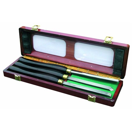 Outifrance - Coffret de 3 outils de tourneur manche bois pro
