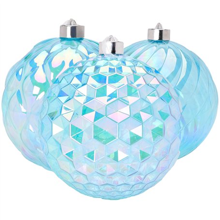 Christmas Concepts® Lot de 3 Boules à facettes géantes Bleues irisées de 150 mm (5