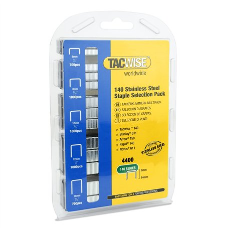 TACWISE 1341 Assortiment d’Agrafes de Type 140/6-14 mm en Acier Inoxydable