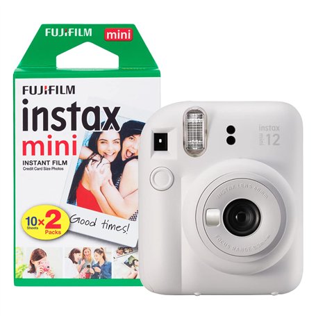 Fujifilm Instax Mini 12 Appareil Photo instantané avec Pack de 20 pellicules Blanc Argile
