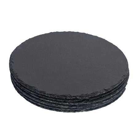 Argon Arts de la Table Ronde Pizza Ardoise Naturelle/Alimentation/Boissons Plateau de Service - 330mm - Lot de 6