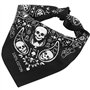 TRIXES Foulard de Tête Bandana Noir Double Face avec Crânes et Bordures à Damiers