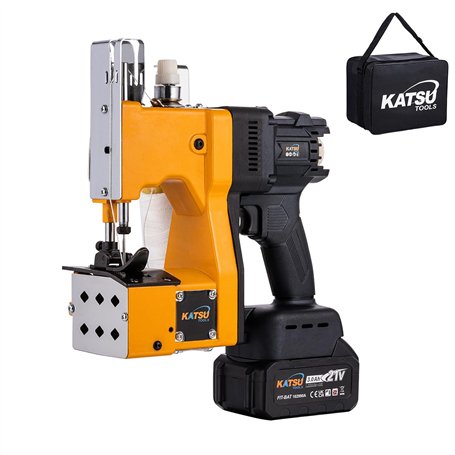 KATSU FIT-BAT Machine à Coudre Portable Closer Stitcher 21V sans Fil sans Balais Sac d'Emballage Couture avec Batterie 3.0 Ah et