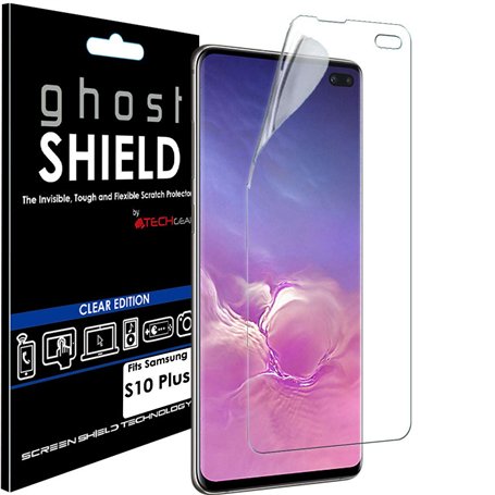 TECHGEAR Protection Écran Galaxy S10 Plus S10+ [ghostSHIELD] Film de Protection Souple en TPU avec Protection Totale d'Écran Com