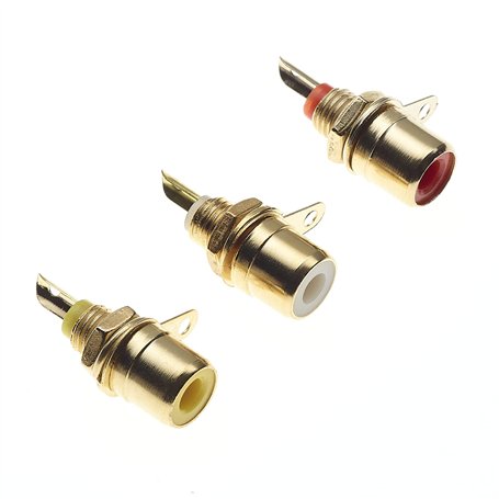 Keple Prises phono – Adaptateur jack pour boîtier RCA plaqué or avec borne à souder – Rouge
