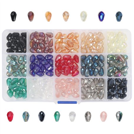 Kurtzy Kit de Perles en Verre pour Bijoux (Lot de 225) - 12 x 7