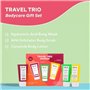 Q+A Coffret Cadeau Trio de Soins Corporels Voyage, comprenant un Gel Douche à l'Acide Hyaluronique, un Gommage Exfoliant Corps à