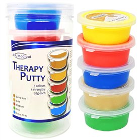 Lot de 5 pâtes thérapeutiques pour exercices de la main, 5 forces et couleurs différentes Lot de 5 pâtes thérapeutiques pour exercices de la main
