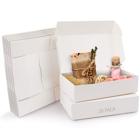 Kurtzy Boite Cadeau Blanche Kraft (Lot de 20) - Boite Carton de 19 x 11 x 4