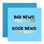 Central 23 Carte d'anniversaire humoristique pour 30e anniversaire Inscription « Bad News You're 30 » Livré avec des autocollant