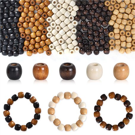 500pcs Perles en Bois à Grand Trou