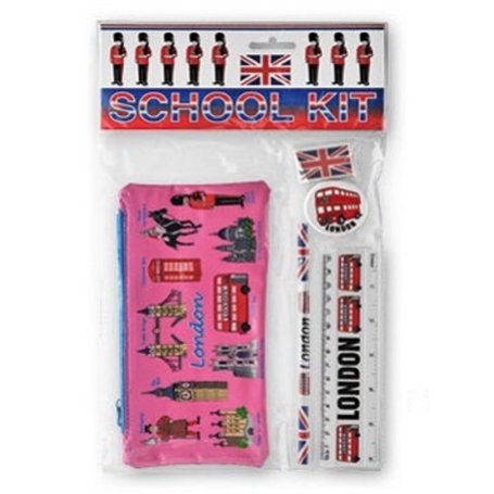 Souvenirs Ensemble de Trousse à Crayons London - Trousse à Crayons d'école de Couleur Rose London Landmarks : Kit Scolaire Brita