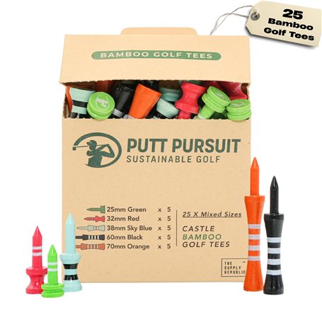 Mixed Castle Lot de 30 tees de golf en bambou biodégradables et durables en bambou – Accessoires de golf – Tees de golf en bois