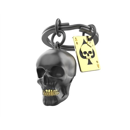 O meta[l]morphose METALMORPHOSE - Porte-clés Tête de mort et carte as de pique - MTM137-01 Noir