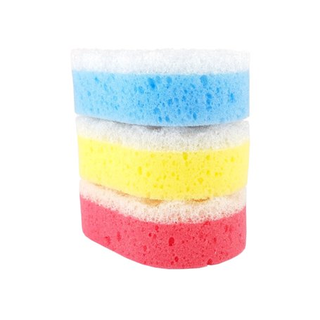 IDEA HOME 3 Pièces Éponge de Massage et Douche - Exfoliante Corps - Double Épaisseur