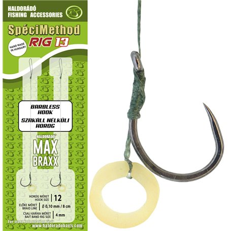 Haldorado SpéciMethod Rig13 Bas de ligne tressé 8 cm avec hameçon sans ardillon 0