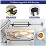 Mousseur à Lait Électrique Rechargeable USB, Mélangeur à Lait Inox Sans Fil avec 2 Vitesses et Tête à Double Fouet pour Café, Cr