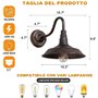OKUGAIYA IP54 Lampe de mur extérieur Rétro étanche en Bronze Antique Rural Fer Forgé Lanterne murale E27 Vintage Edison Lighting