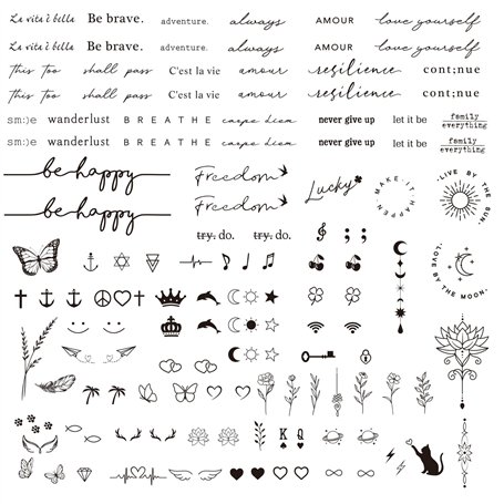 3 Feuilles Tatouages Temporaires Tatouages Semi-Permanents Citation en Lettre Motif Fleur Tatouage Imperméable Durée de 1-2 Sema