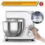 Robot Petrin, Robot Pâtissier Multifonctions de Cuisine, 6 Vitesses Robot Pétrin a Pain avec Bol, 4.8L Robot Patissier Puissant
