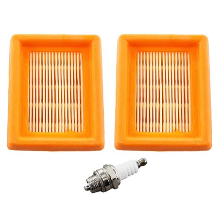 MCHNIC Lot de 2 filtres à air avec Bougie d'allumage pour Stihl FS120 FS200 FS250 FS300 FS350 FS400 FS450 FS480 BT120 BT121 BT13