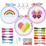 GEBETTER Kit Broderie Point de Croix Canevas 3 Motifs Coeur Arc-en-ciel Papillon Bricolage Artisanat pour Enfant Débutant avec F
