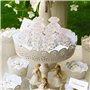 50Pcs Sachet Organza Pochette Dragée Baptême Communion Confirmation Blanc Doré Motif Colombe Croix Ange pour Cadeau Invité Bonbo