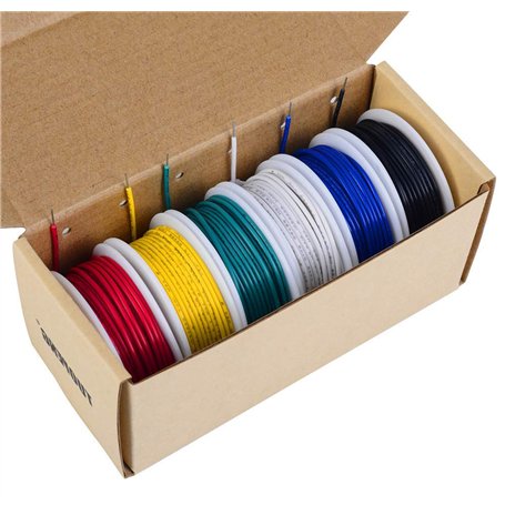 TUOFENG 18 AWG Kit de fil solide-fil solide-6 bobines de 6 mètres de couleur différente Fil de cavalier de calibre 18 -Kit de fi