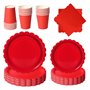 PYAILI Anniversaire Vaisselle de fete 96 Pièces Rouge Party Assiettes en Papier Set Assiettes de Fête Papier Tasses Serviettesr