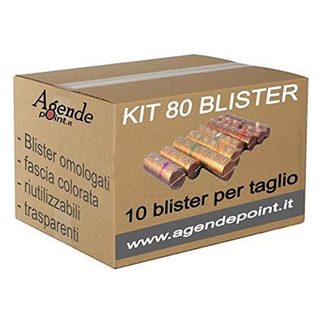Kit de 80 blisters conteneurs assortis (10 par coupure) en plastique transparent pour pièces de monnaie