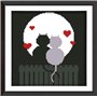 Kit de broderie au point de croix Abillyn - Silhouette de chats amoureux estampillée avec motif imprimé - Kit de démarrage (chat