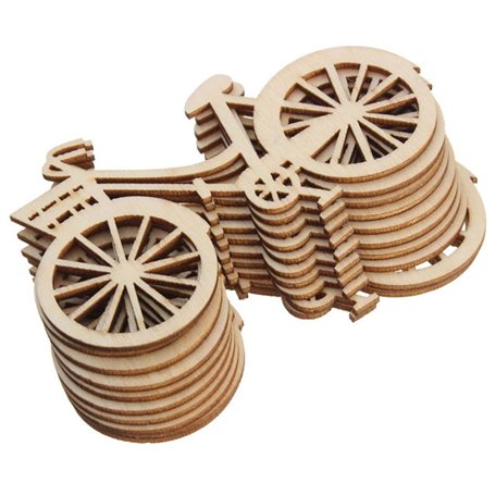 cdhgsh 10 pièces en Bois vélo vélo découpe placages tranches Bricolage Artisanat Ornement thème fête de Mariage décoration de la