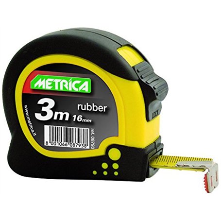 Metrica 08793 Mètre à ruban Rubber Touch 3 m x 16 mm