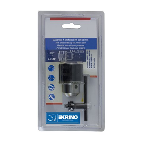 KRINO 2800130 Mandrin avec clé de fixation 3/8 x 24 UNF capacité 1