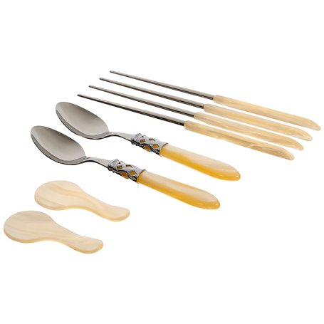 BUGATTI ALCAM-N4226/2 Aladdin Fourchette et Cuillère Acrylique/Acier INOX Ivoire 31